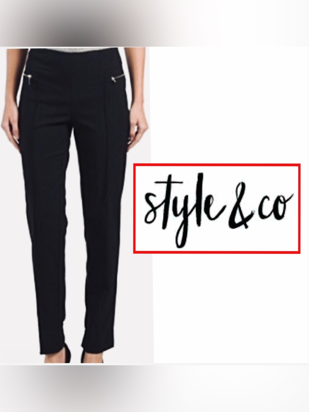 Style & Co Stretch, Straight Leg Black Pants